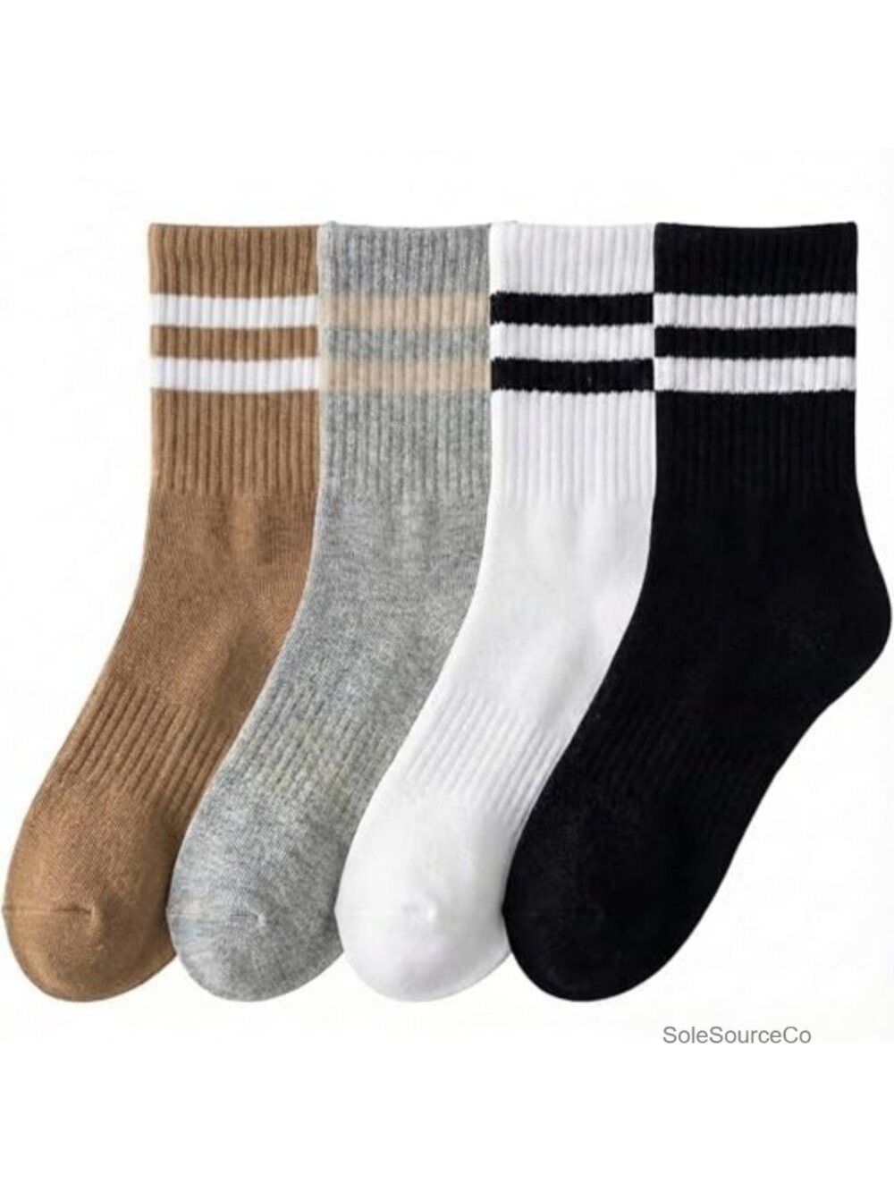 Women's Cotton Blend Crew Socks Striped Casual 4 Pairs Size 5-10
